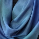 Large Square Silk Scarf in vibrant royal blue and green