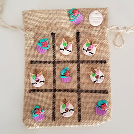 Unicorn and Mermaid themed tic tac toe game, handmade, cake, doughnuts