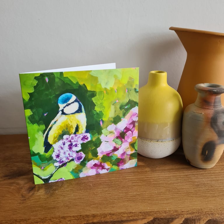 Blue tit painting printed card