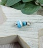 Blue Waves Glass Bead Pendant, Sterling Silver with Agate - Chain is Optional - Image 2