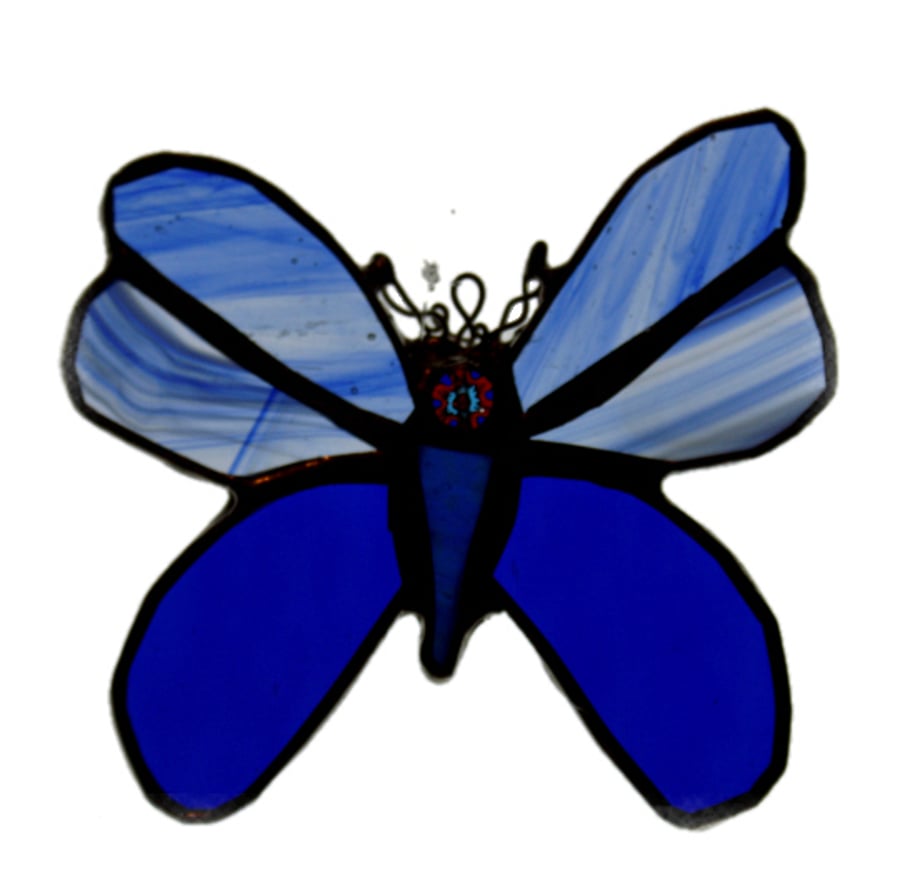 Butterfly Suncatcher Stained Glass Blue  (11 cm)
