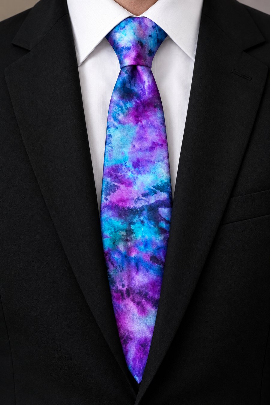 Funky Pure Silk Hand Dyed Tie. 'Nebula' Very Striking And Totally Unique.