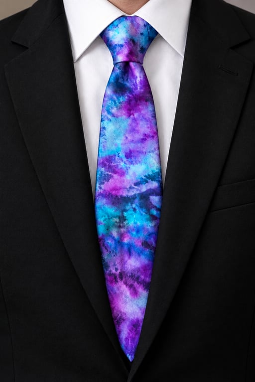 Funky Pure Silk Hand Dyed Tie. 'Nebula' Very Striking And Totally Unique.