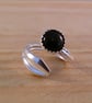 Upcycled Sterling Silver Kite Spoon Handle Ring with Blue Goldstone (SKU060525)