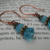 Vintage Style Turquoise Crystal Drop Copper Earrings