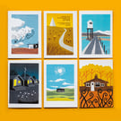 Set of SIX blank cards: NORTHUMBERLAND HUTS