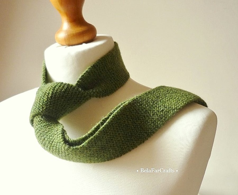 Gift for Dad - Scottish wool knitted tie - Guys's green necktie 