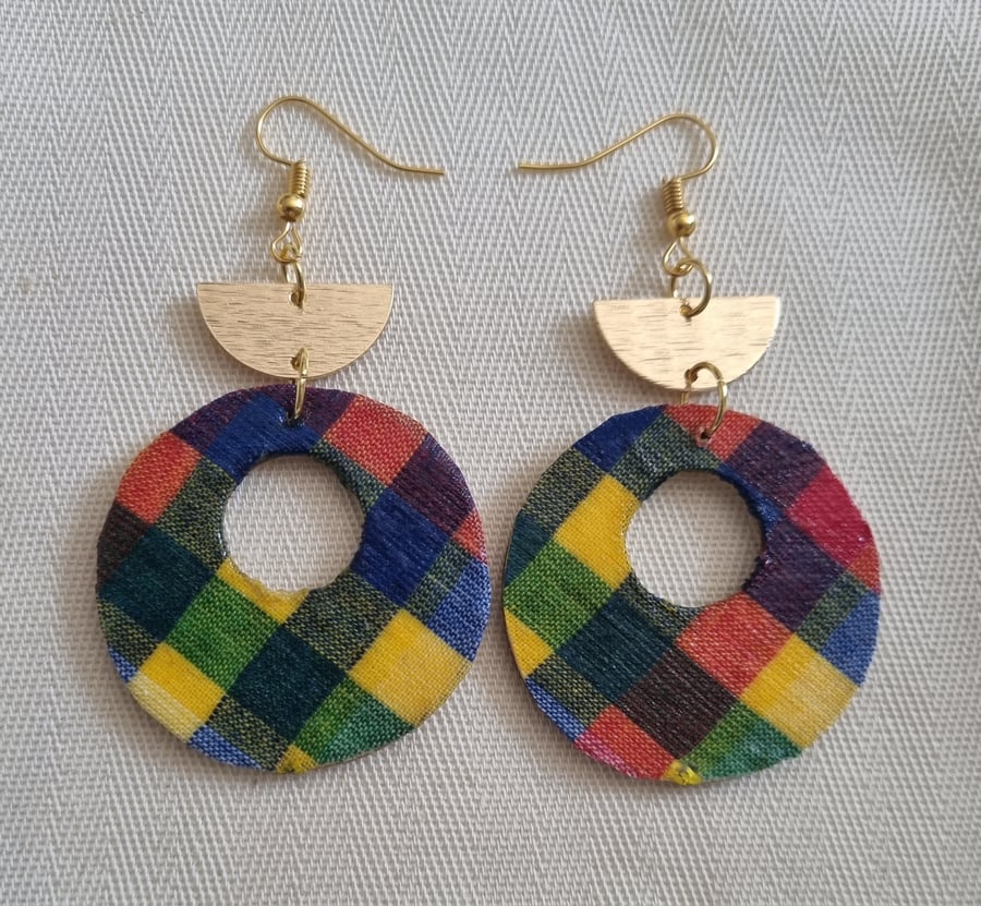 Madras Round Dangle Earrings