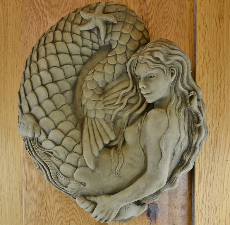 Nixie the Mermaid Wall Plaque Stone Garden Ornament