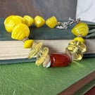 Bright yellow glass bead bracelet with extender chain