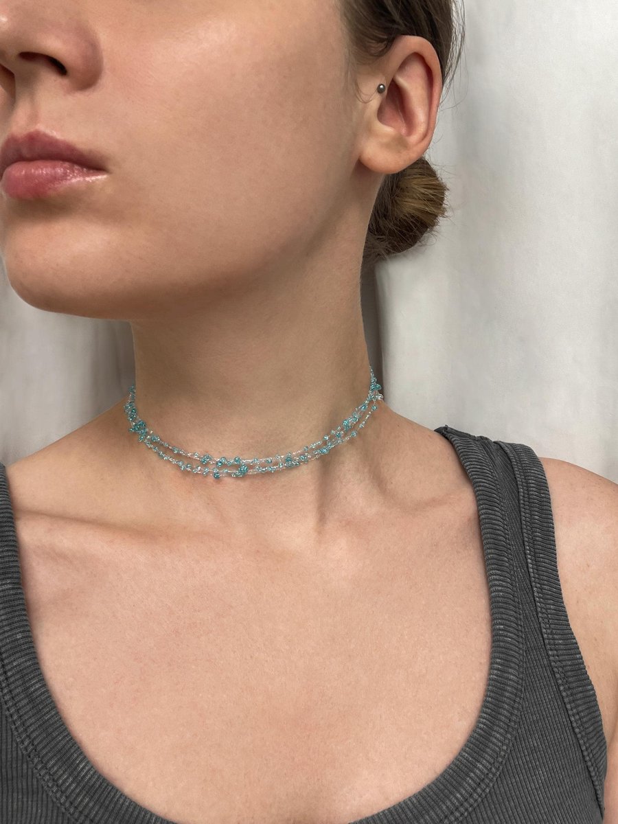 Dainty glitter raindrop choker, festival outfit necklace