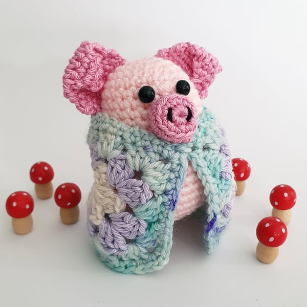 Pig in a Crochet Blanket