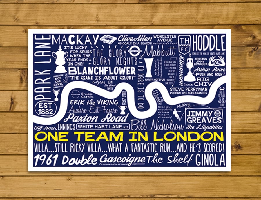 Football Poster - One Team in London - Tottenham Hotspur - Various Sizes