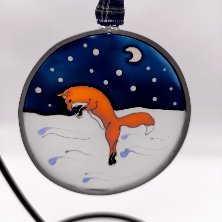 Handmade glass painted window hanging or Christmas tree bauble