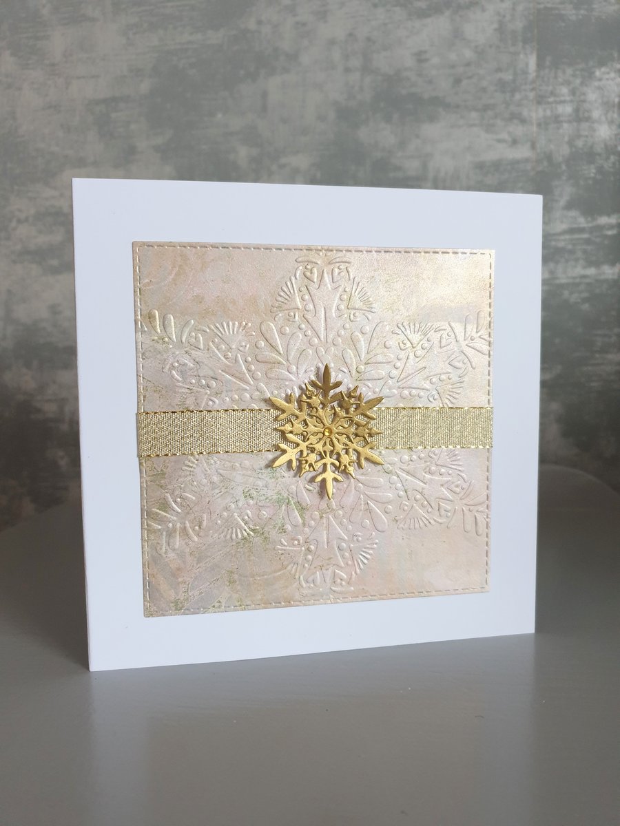 Gold Snowflake Christmas Card 