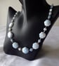 Blue Sky Sterling Silver Necklace featuring Cube and Hexagonal blue Opals - Image 1