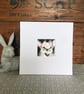 Mounted Original Miniature Watercolour Painting kissing Hares under Moon Art - Image 4
