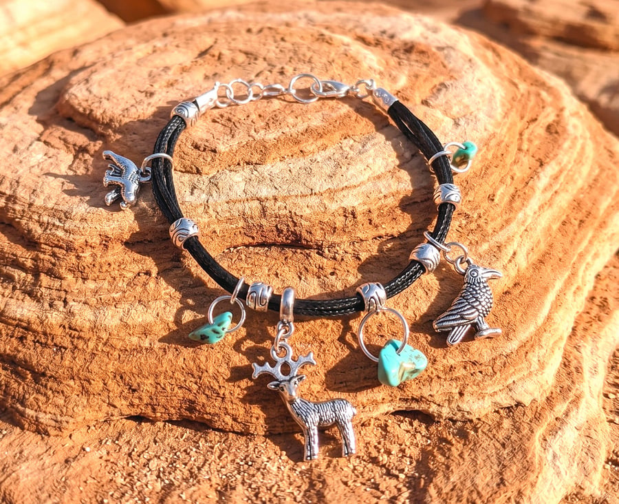 Wildlife Charm Bracelet with Turquoise