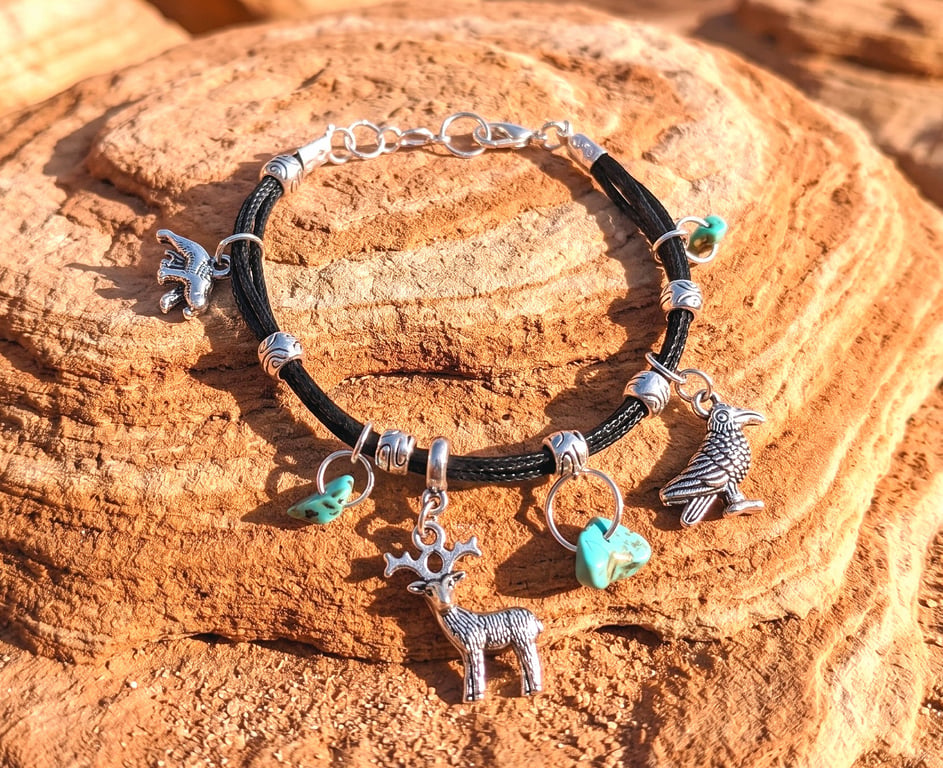 Wildlife Charm Bracelet with Turquoise