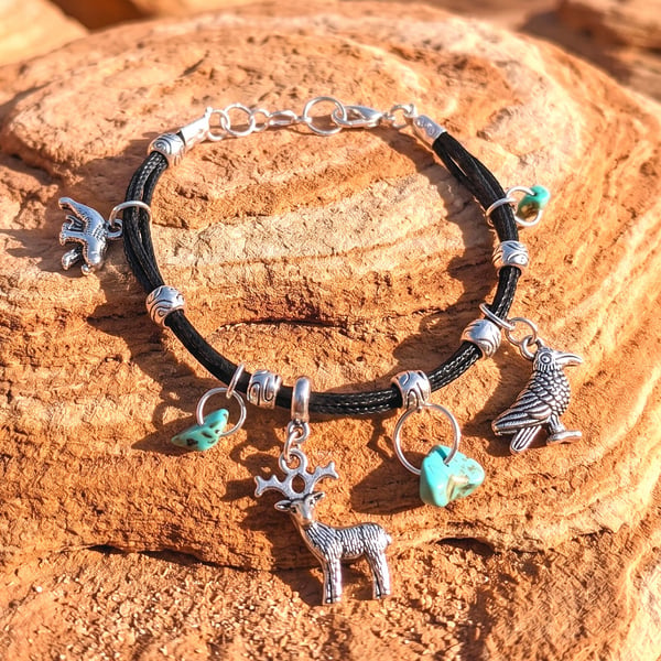 Wildlife Charm Bracelet with Turquoise