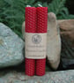 Pair of Red Hand Rolled Beeswax Taper Candles 15cm-5.9" - Burn Time 4 Hours Each - Image 1