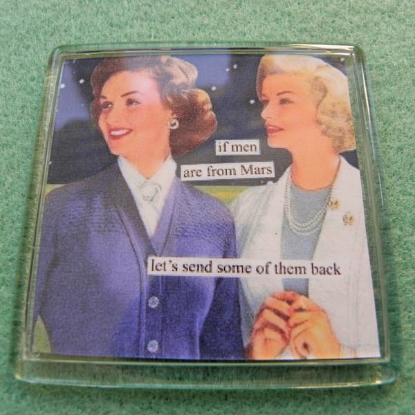 If Men Are From Mars Lets Send Them Back Funny Vintage Humour Magnet