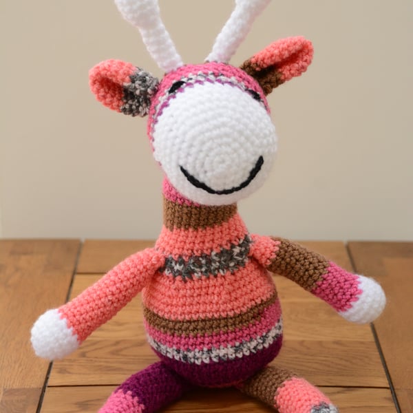 Giraffe Soft Toy - pink, purple and white