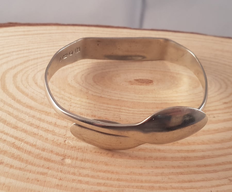 Silver Plated Upcycled Plain Sugar Tong Bangle Folksy