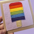Rainbow Ice Lolly - Felt and Freehand Embroidery Square Card