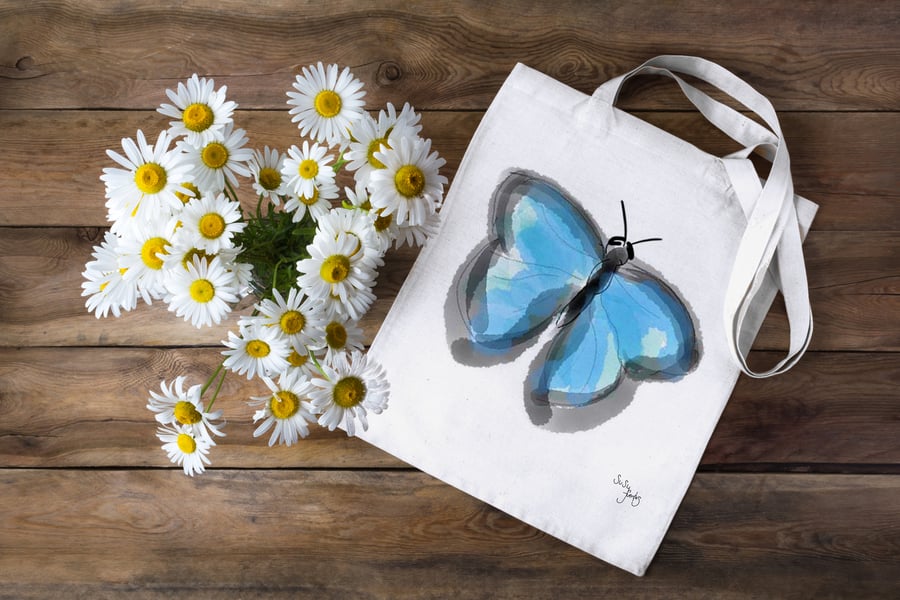 Butterfly 100% Cotton Tote Bag, Tote Bag, Heavy Cotton Tote Bag, Butterflies Bag