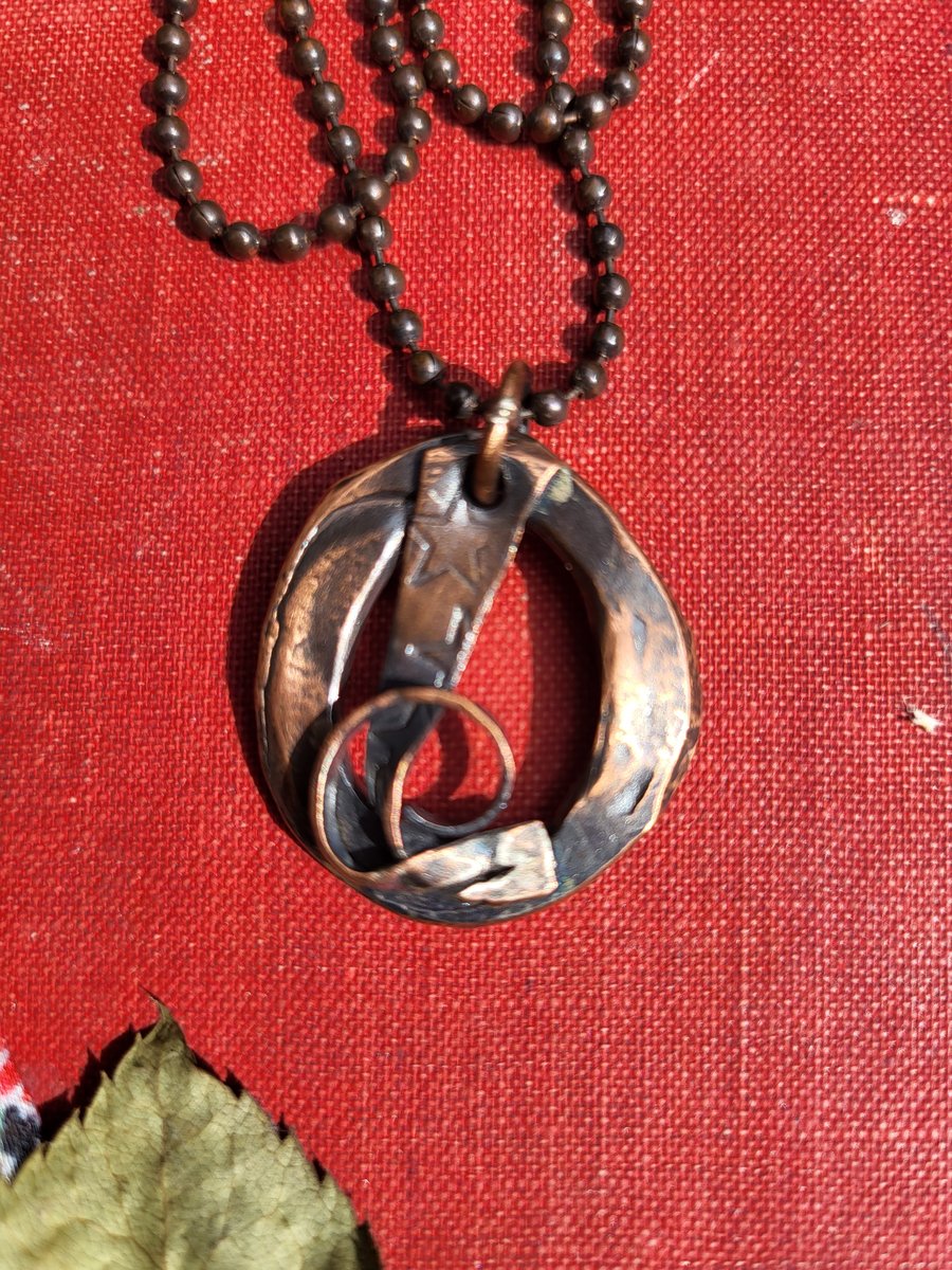 Oxidized abstract star necklace, star pendant, copper necklace, mum gift