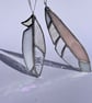 White, blush and iridescent stained glass feather decoration - choice of 2 sizes - Image 1