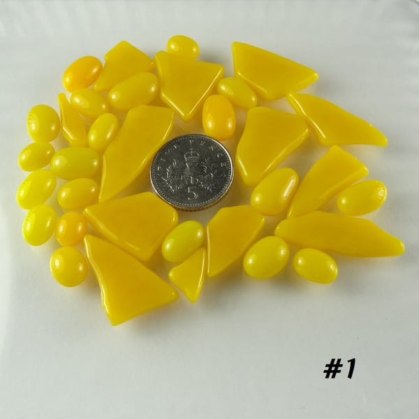 25g yellow art glass cabochons, for jewellery making, crafting (1)
