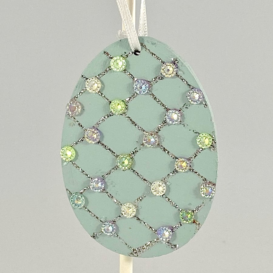Easter egg decoration - hanging jewelled egg, handmade
