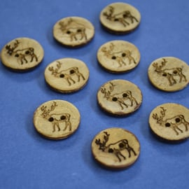 17mm Coconut Stag Buttons Brown Natural 10pk Deer Elk Antler (CST1)