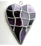 Patchwork Heart Suncatcher Stained Glass Handmade Purples 104 - Image 4
