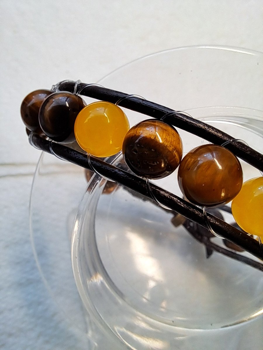 Leather Wrap Beaded Bracelet 