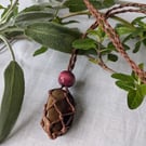 Macrame necklace with mookaite stone