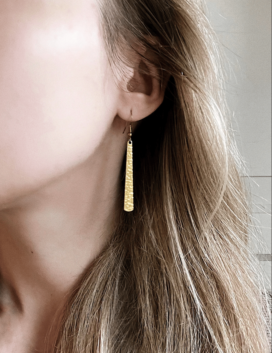 Minimal simple bar earrings from brass, statement jewellery, gift for her