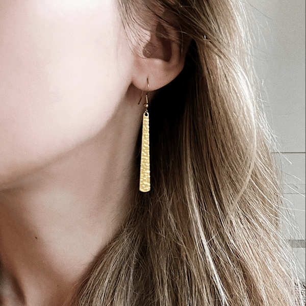 Minimal simple bar earrings from brass, statement jewellery, gift for her