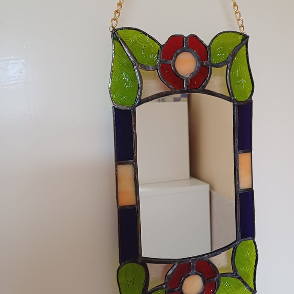 Handmade stained glass mirror
