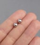 6mm Light Grey Glass Pearl Studs - Pale Silver Stud Earrings for Bridesmaids - Image 3