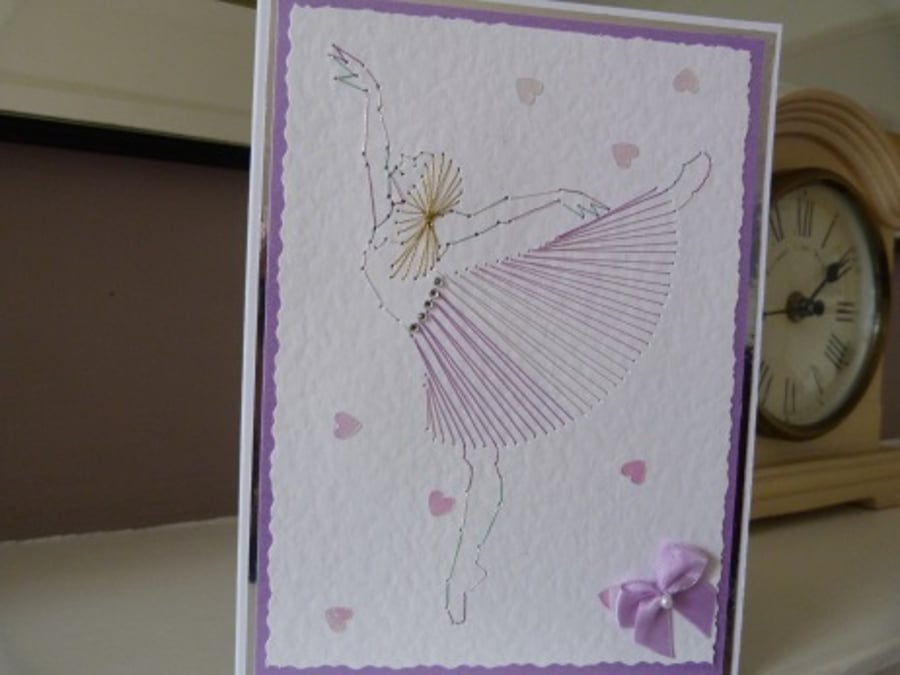 Ballet Dancer Stitched Birthday Card