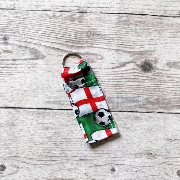 Football themed fun lip balm cotton fabric keyring. Keychain, Lipstick holder. 