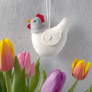 Felt hen hanging decoration