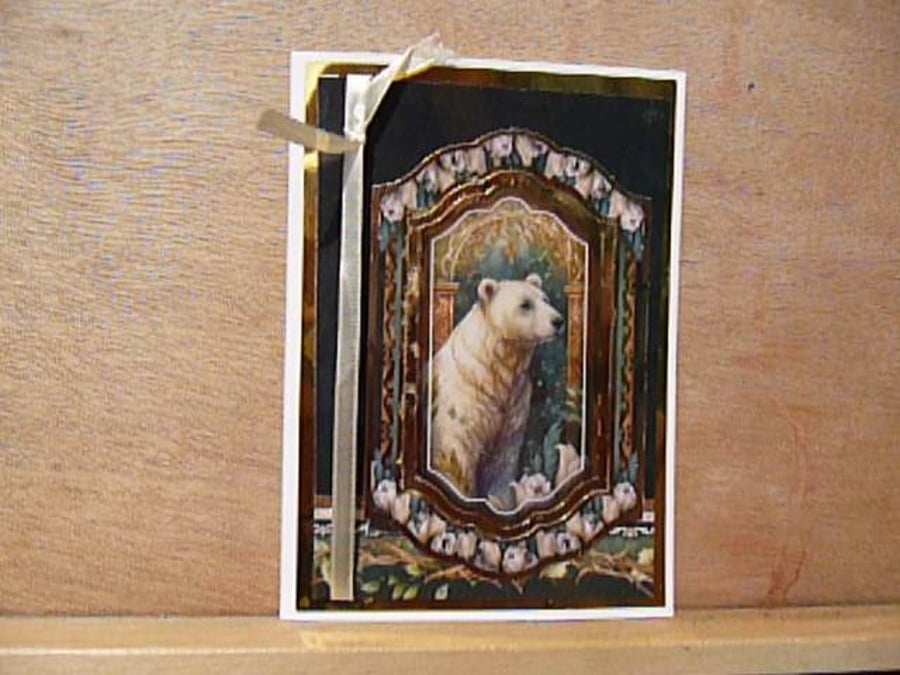 White bear themed birthday card wildlife enchanted forest greetings