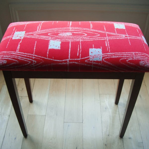 Vintage Piano Stool -1950s Upholstery