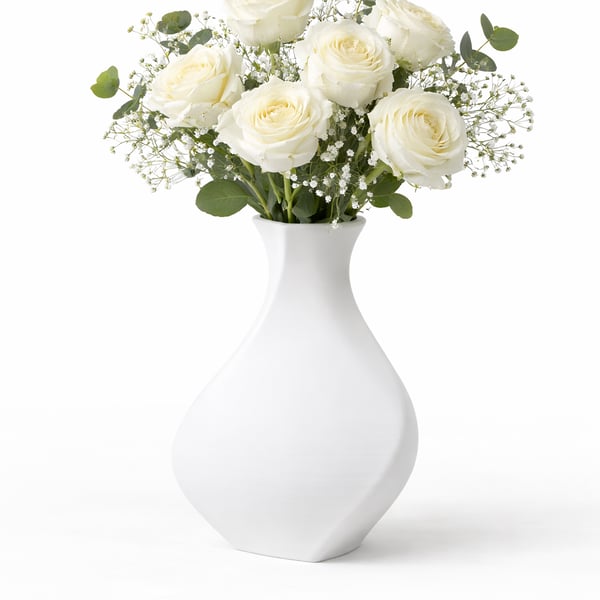 Modern Curved Decorative Vase – 3D Printed Flower Vase