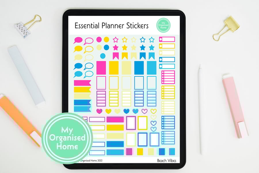 Essentials Digital Planner Stickers - PNG & GoodNotes Elements file - Beach Vibe