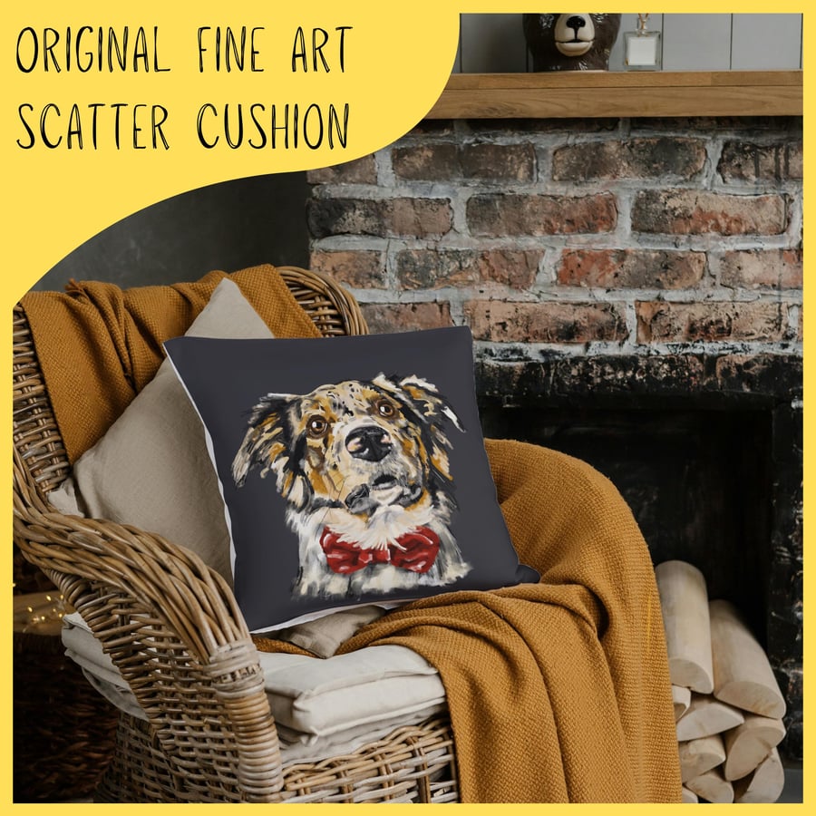 Living room scatter cushion cover - dog illustration design 